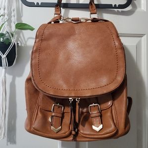 Brown leather backpack